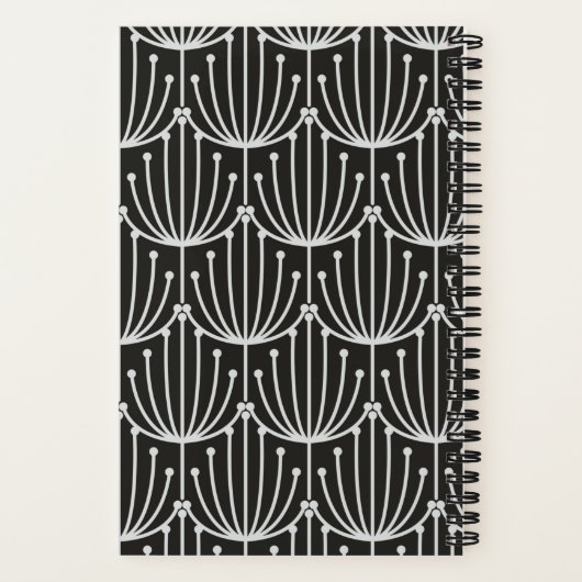  Abstracte flora in zwart-wit patroon Notitieboek (Achterkant)