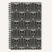  Abstracte flora in zwart-wit patroon Notitieboek (Voorkant)