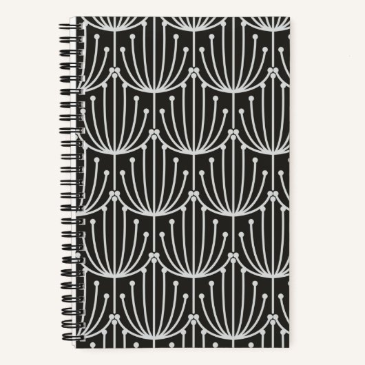 Abstracte flora in zwart-wit patroon Notitieboek (Voorkant)
