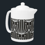 Abstracte flora in zwart-wit patroon Theepot<br><div class="desc">Interessant en minimalistisch zijn de woorden die je in gedachten kunt houden als je kijkt naar dit klassieke retro abstracte florale patroon in zwart-wit dat o zo kunstdeco en zeer elegant is. Dit patroon van een gedateerd tijdperk vertaalt perfect naar zowel mode- als home decor-items. Het perfecte geschenk voor elke...</div>