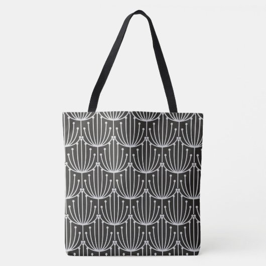  Abstracte flora in zwart-wit patroon Tote Bag (Voorkant)