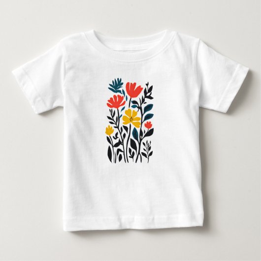Abstracte Flora, moderne bloemenkunst Baby T-Shirt (Voorkant)