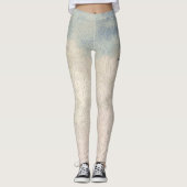 Abstracte flora op blauwe en witte verloopzalen leggings (Voorkant)