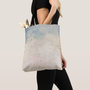 Abstracte flora op blauwe en witte verloopzalen tote bag