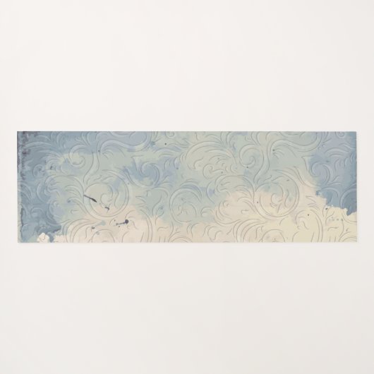 Abstracte flora op blauwe en witte verloopzalen yogamat (Achterkant (horizontaal))