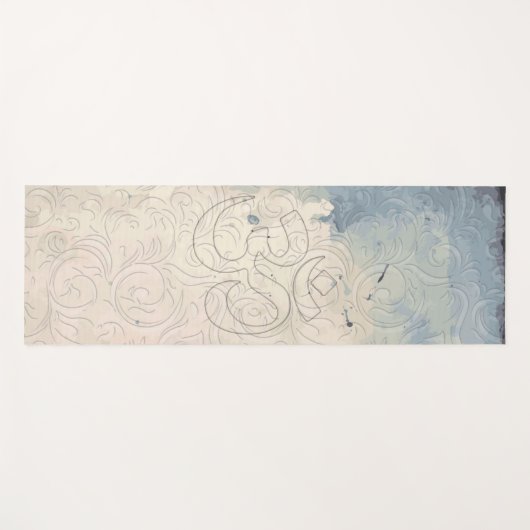 Abstracte flora op blauwe en witte verloopzalen yogamat (Voorkant (horizontaal))