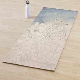 Abstracte flora op blauwe en witte verloopzalen yogamat