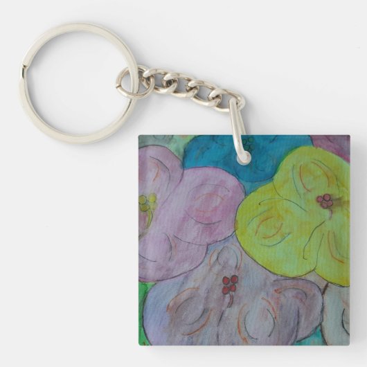 Abstracte Floral Acrylas Sleutelhanger (voorkant)