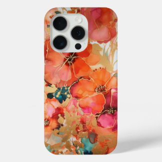 Abstracte Floral Alcohol Ink iPhone 15Pro Hoesje