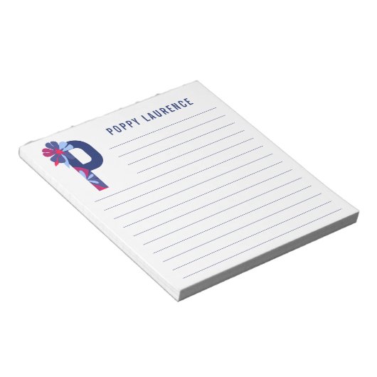 Abstracte Floral Alphabet Lined Notitieblok (Schuin)