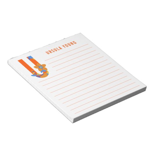 Abstracte Floral Alphabet Lined Notitieblok (Schuin)