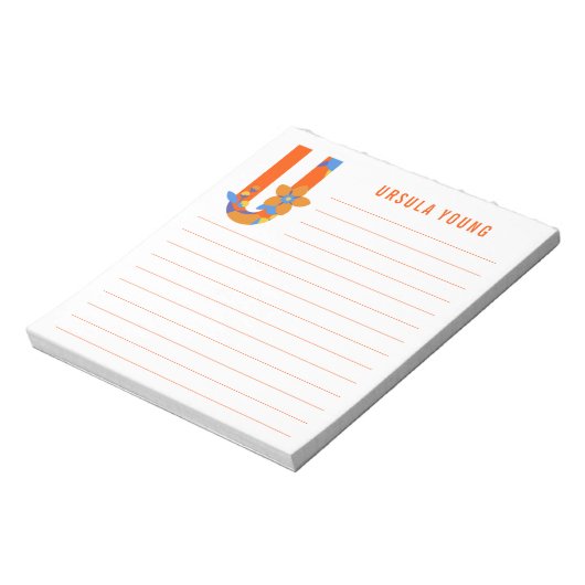 Abstracte Floral Alphabet Lined Notitieblok (Linkerzijde)