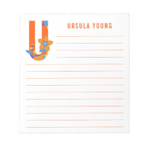 Abstracte Floral Alphabet Lined Notitieblok