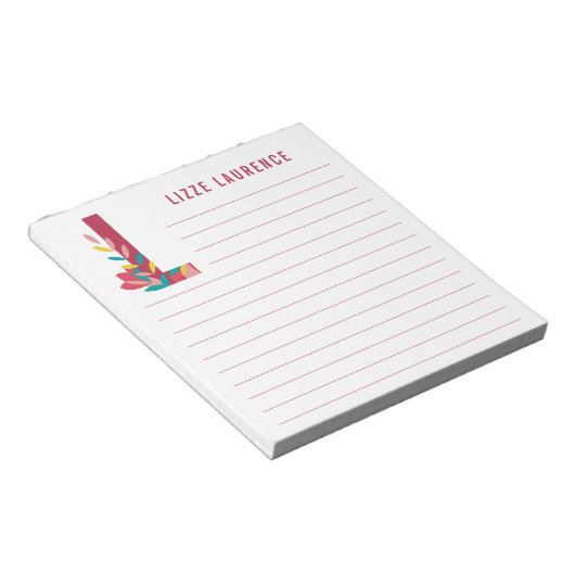 Abstracte Floral Alphabet Lined Notitieblok (Schuin)