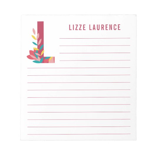 Abstracte Floral Alphabet Lined Notitieblok (Voorkant)