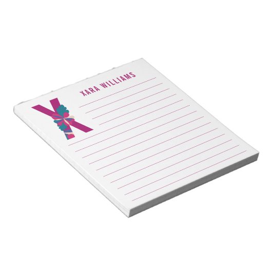 Abstracte Floral Alphabet Lined Notitieblok (Schuin)