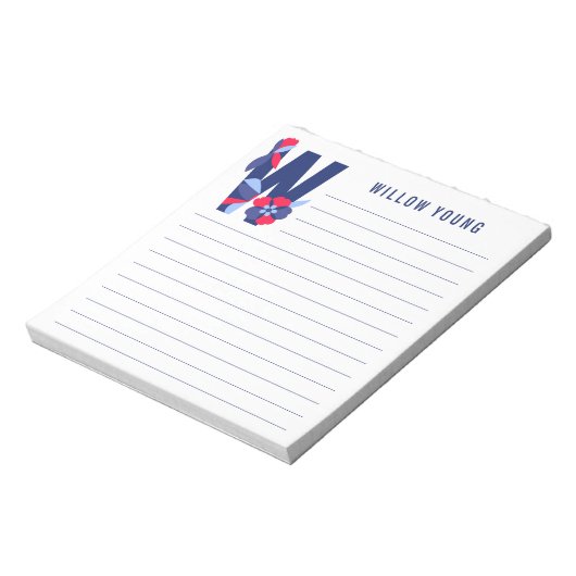 Abstracte Floral Alphabet Lined Notitieblok (Linkerzijde)