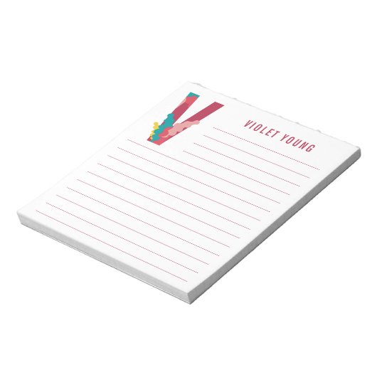 Abstracte Floral Alphabet Lined Notitieblok (Linkerzijde)