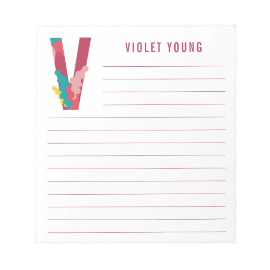 Abstracte Floral Alphabet Lined Notitieblok (Voorkant)