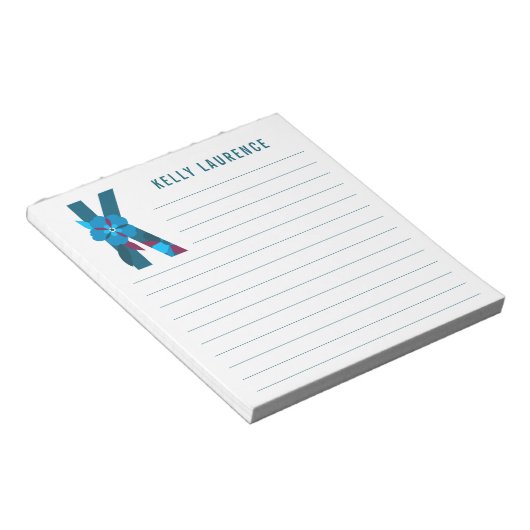 Abstracte Floral Alphabet Lined Notitieblok (Schuin)