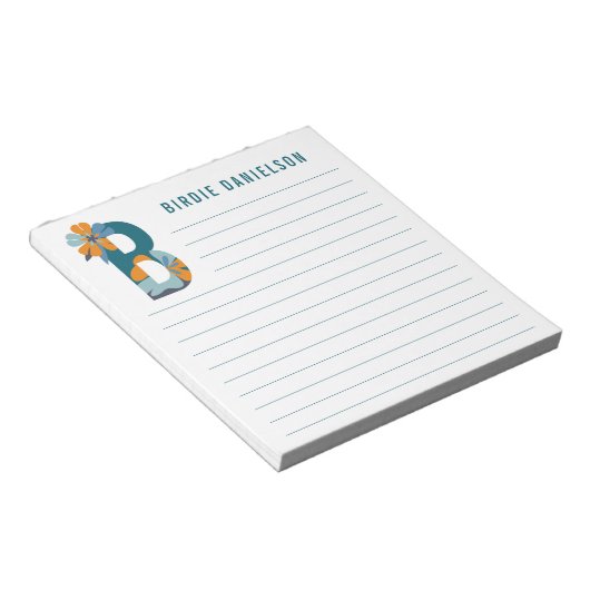 Abstracte Floral Alphabet Lined Notitieblok (Schuin)