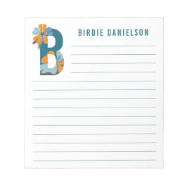 Abstracte Floral Alphabet Lined Notitieblok