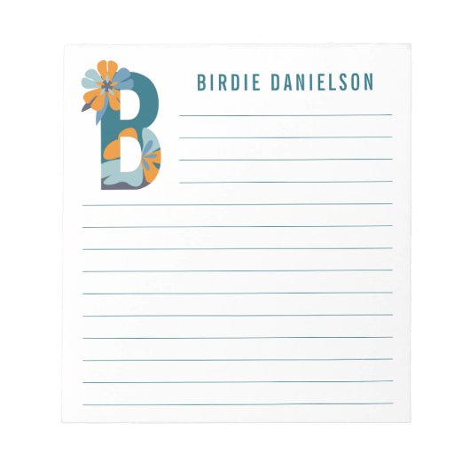 Abstracte Floral Alphabet Lined Notitieblok (Voorkant)