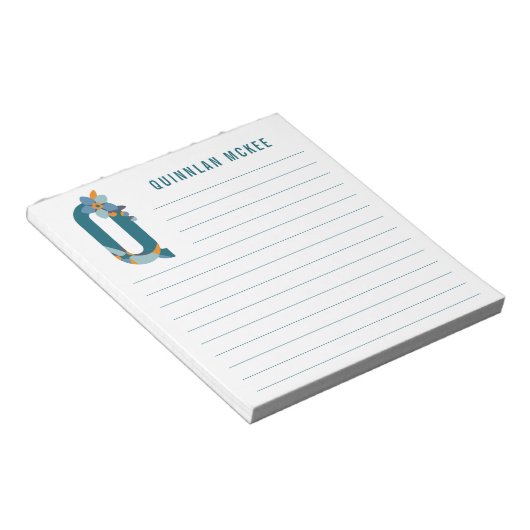 Abstracte Floral Alphabet Lined Notitieblok (Schuin)