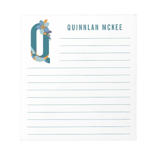 Abstracte Floral Alphabet Lined Notitieblok (Voorkant)