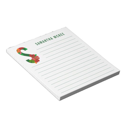 Abstracte Floral Alphabet Lined Notitieblok (Schuin)