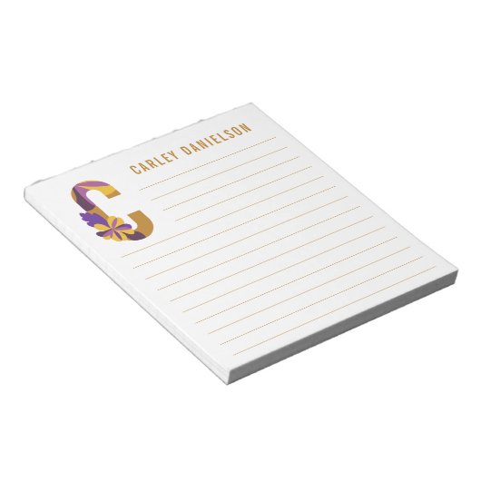 Abstracte Floral Alphabet Lined Notitieblok (Schuin)