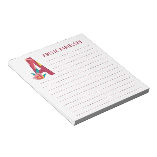 Abstracte Floral Alphabet Lined Notitieblok (Schuin)