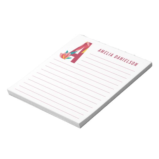 Abstracte Floral Alphabet Lined Notitieblok (Linkerzijde)