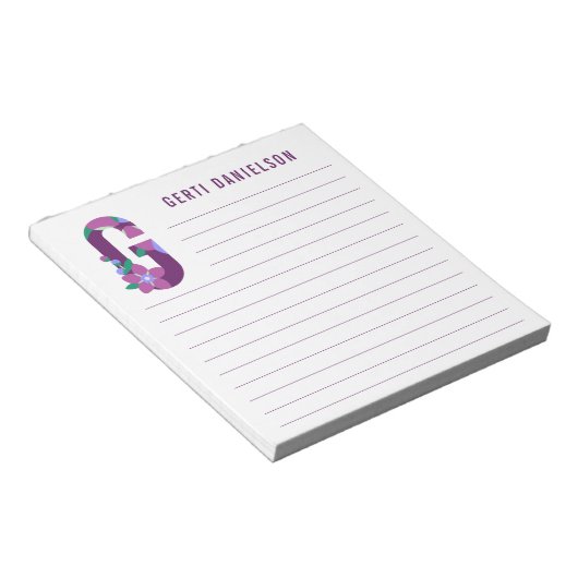 Abstracte Floral Alphabet Lined Notitieblok (Schuin)