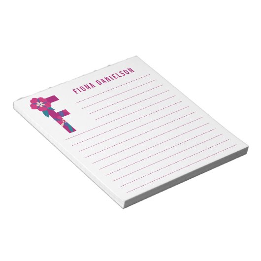 Abstracte Floral Alphabet Lined Notitieblok (Schuin)