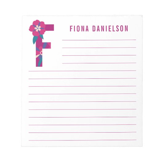 Abstracte Floral Alphabet Lined Notitieblok (Voorkant)