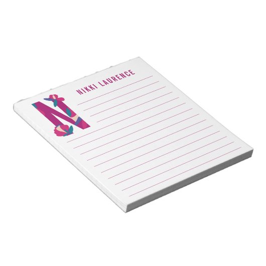 Abstracte Floral Alphabet Lined Notitieblok (Schuin)