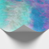 Abstracte Floral Art Blauwgroen Blauw Paars Ontkop Cadeaupapier (Hoek)
