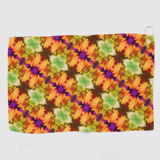 Abstracte Floral Art in het Yellow Daffodil Center Golfhanddoek (Horizontaal)