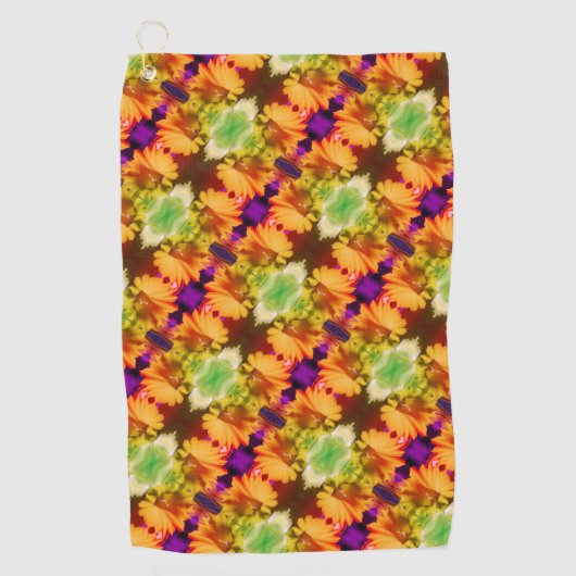 Abstracte Floral Art in het Yellow Daffodil Center Golfhanddoek (Voorkant)