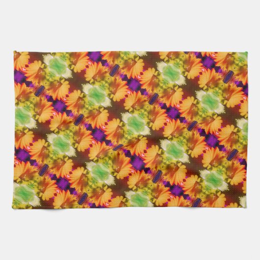 Abstracte Floral Art in het Yellow Daffodil Center Theedoek (Horizontaal)