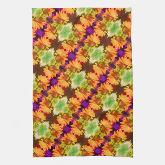 Abstracte Floral Art in het Yellow Daffodil Center Theedoek (Verticaal)