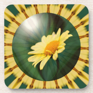 Abstracte Floral Art Onderzetter  Gele Daisy