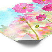Abstracte Floral Art Pink Cosmos Wilde Flowers Foto Afdruk (Hoek)