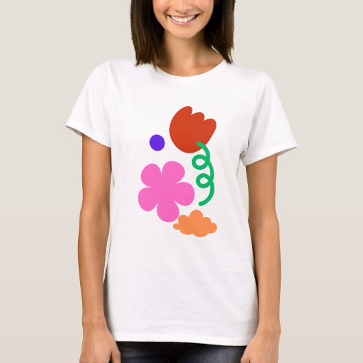 Abstracte Floral Art T-shirt – Levendig esthetisch (Voorkant)