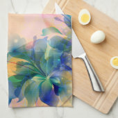 Abstracte Floral Background Blue en beige Theedoek (Quarter Fold)