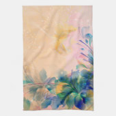 Abstracte Floral Background Blue en beige Theedoek (Verticaal)