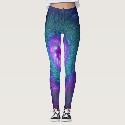Abstracte Floral Beauty Colorful Fractal Art Flowe Leggings (Voorkant)