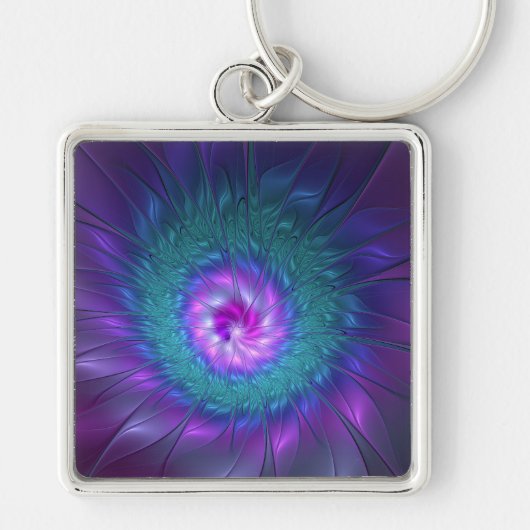 Abstracte Floral Beauty Colorful Fractal Art Flowe Sleutelhanger (Voorkant)