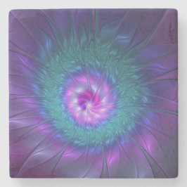 Abstracte Floral Beauty Colorful Fractal Art Flowe Stenen Onderzetter